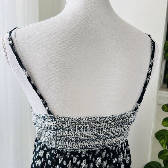 American Eagle Outfitters Black & Gray Floral Boho Sun Dress - Size Small - Picture 5 of 8